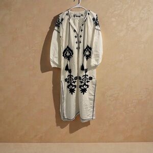 Zara Black and White Floral Long Sleeve Dress